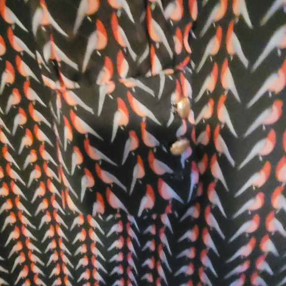 Max C London Long sleeve dress size S Abstract bird design with long black bow - Picture 4 of 14